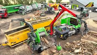 Thumbnail: Holz hacken im Großeinsatz - Hackschnitzel - Forst-Truck, Großhacker & Siebanlage | Forstwirtschaft
