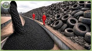 Thumbnail: Inside Massive Tire Recycling Factories – How Millions of Waste Tires Are Turned Into Modern Roads