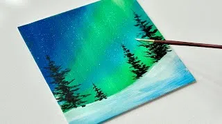 Thumbnail: Easy Way to Paint Simple Northern Lights | Acrylic Painting Techniques