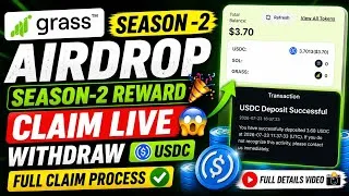 Thumbnail: 🔥 Grass Season 2 Airdrop Claim Live | Withdraw USDC Step By Step Full Guide (2026)