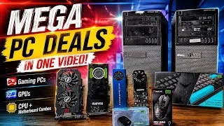 Thumbnail: MEGA PC DEALS IN ONE VIDEO! 🔥 Gaming PCs, GPUs, CPU + Motherboard Combos, Cases, Keyboard & Mouse!
