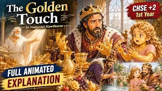 Thumbnail: The Golden Touch by Nathaniel Hawthorne l Full AI Animated Explanation in Hindi l CHSE +2 1st Year 