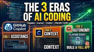 Thumbnail: GitHub Copilot vs Cursor vs Codex vs Claude Code: 3 AI Coding Eras