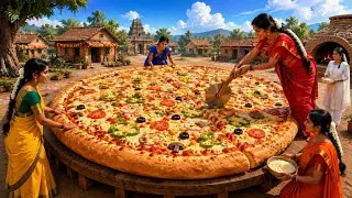 Thumbnail: 🍕The World's Largest 40-Foot Giant Village Pizza|Five Indian Friends Cook the Ultimate Pizza Feast! 