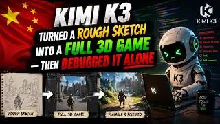 Thumbnail: Kimi K3 Turned a Rough Sketch Into a Full 3D Game — Then Debugged It Alone