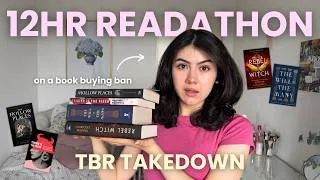 Thumbnail: can I get through my TBR in 12 hours? 📚🤍⭐️ 12 HOUR READATHON *tbr takedown edition*