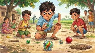 Thumbnail: 🚊 नानी के घर ट्रेन का सफर | टयूबवेल में नहाना | बारिश मै सब ने की मस्ती | 90s Ghibli animated story