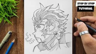 Thumbnail: How To Draw Tanjiro Sun Breathing (Anime Face Demon) Easy Tutorial @AjArts03 