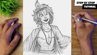 Thumbnail: Smiling Krishna Drawing | How To Draw Krishna Easy Drawing Tutorial @AjArts03 