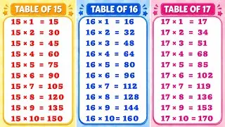 Thumbnail: 15 ka table | 16 ka table | 17 ka table | table of 15 | table of 16 | table of 17 | पहाड़ा tables 
