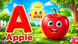 Thumbnail: A for apple | अ से अनार | Phonics song for nursery | abcd | a for apple b for ball #nurseryrhymes 