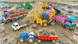 Thumbnail: Jcb Video | Tata Truck Volvo Dump Truck Stuck Mahindra Tractor  | Tractor Video | Jcb Cartoon Video