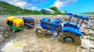 Thumbnail: Cartoon Video | New Mahindra Tractor Muddy Accident Pulling 2 Auto Rickshaw | Jcb Tractor Cartoon