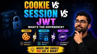 Thumbnail: Cookie vs Session vs JWT | Authentication Explained