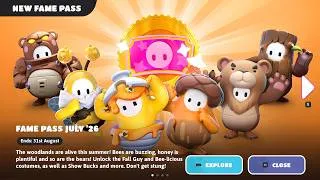 Thumbnail: FALL GUYS NEW July 2026  FAME PASS SKINS , CELEBRATION 🔥🔥