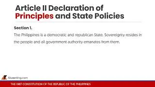 Thumbnail: The 1987 Constitution Article II Declaration of Principles and State Policies Section 1