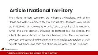 Thumbnail: The 1987 Constitution Article I National Territory