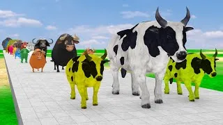 Thumbnail: Paint Animals Cow Cartoon Yak Bison Bull Ox African Buffalo Fountain Crossing Animal Transformation