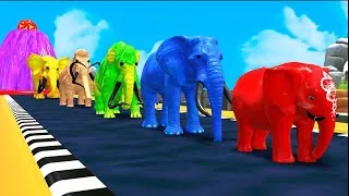 Thumbnail: Paint Animals Mammoths and Elephants Size Comparison Fountain Crossing Animal Game Transformation