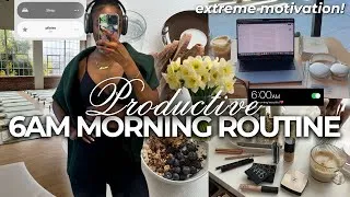 Thumbnail: 6AM Morning Routine*EXTREMELY PRODUCTIVE*| healthy habits & self-care tips 🌱