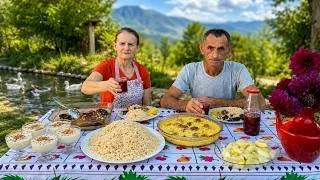Thumbnail: Gatim Tradicional në Fshat | Tavë Kosi me Mish Qengji 🏡🥘