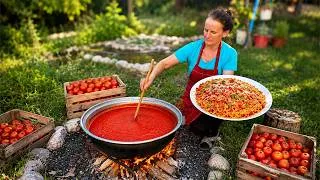 Thumbnail: Makarona të Shtëpisë dhe Salcë Domatesh | Albanian Village Cooking 🍝🍅🇦🇱