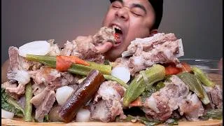 Thumbnail: PORK BACK BONE SOUP WITH VEGETABLE MUKBANG ASMR