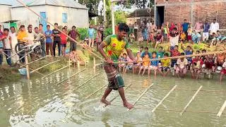 Thumbnail: Balancing on a Bamboo Bridge! 😱🪜💦