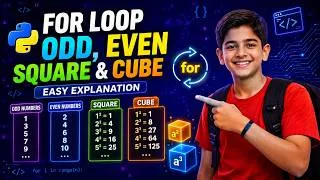 Thumbnail: Learn Python For Loop in One Video | Odd Even, Square & Cube Programs