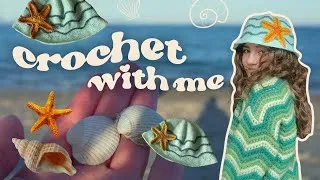 Thumbnail: crochet a sea-themed bucket hat with me | cozy crochet vlog