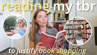 Thumbnail: buying a book every time i finish a book on my tbr 📚🌅☀️ | book shopping vlog + tbr takedown! 🌻