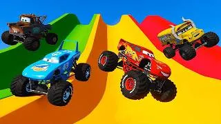 Thumbnail: Challenge Monster Trucks - McQueen Miss Fritter The King  Monster Truck Mater & Friends - All Cars
