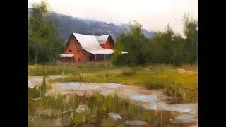 Thumbnail: Beginners How to paint a beautiful American Red Barn on a cloudy day