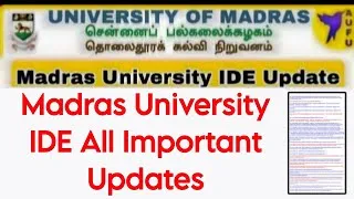 Thumbnail: Madras University IDE All Important Updates 👍