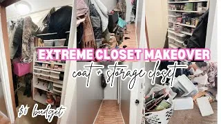 Thumbnail: EXTREME CLOSET CLEAN OUT | CLEANING + DECLUTTERING + ORGANIZING | COAT + STORAGE CLOSET MAKEOVER
