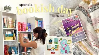 Thumbnail: spend a bookish day with me! 🌷📒✨ reading journal, bookshelf organization, Christian reviews, etc.