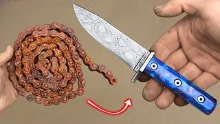 Thumbnail: Forging Motorcycle Chain into Damascus Survival Knife