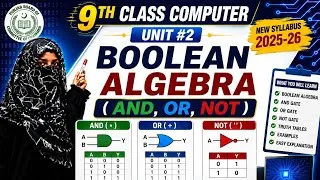 Thumbnail: 9th Class Computer Unit 2 | Boolean Algebra (AND, OR, NOT) | Punjab Board 2025-26