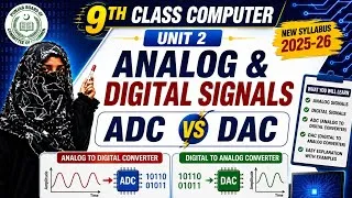 Thumbnail: 9th Class Computer Unit 2 | Analog & Digital Signals | ADC vs DAC | Punjab Board 2025-26