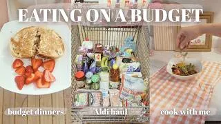 Thumbnail: EATING ON A BUDGET // budget dinner ideas, Aldi grocery haul, cook with me