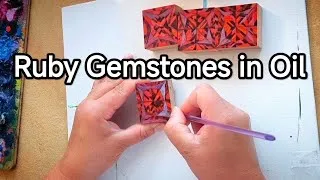 Thumbnail: Painting Miniature Red Crystals on Wood Blocks 💎