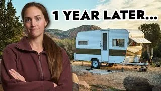 Thumbnail: Vintage Camper Makeover AFTER 1 YEAR: What I Regret (and what I love)
