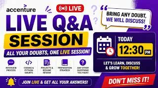 Thumbnail: 🔴 LIVE Q&A | Accenture, TCS, Infosys, Python Interview, Resume, Jobs & All Career Doubts