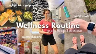 Thumbnail: Wellness Routine 🎧✨: meal prep, groceries, healthy habits, & workout with me
