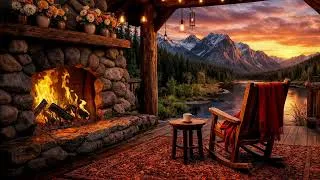 Thumbnail: Riverside Veranda Fireplace at Sunset, Deep Calm and Relaxing Evening Ambience 🌅