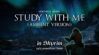 Thumbnail: Study with Me in Skyrim | Ambient | Northern Shores | 25/5 Pomodoro Timer [2hr] [4K]