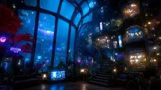 Thumbnail: Ambient Cyberpunk - Lush Neon City Observatory | Rainy Futuristic Soundscape for Deep Focus | 4k