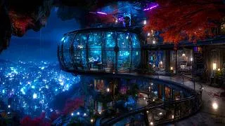 Thumbnail: Ambient Cyberpunk - Neon Cliffside Garden Retreat | Soothing Ambience for Deep Focus & Sleep | 4k