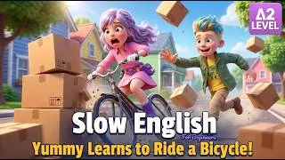 Thumbnail: Will Yummy Learn to Ride Her Bike Without Falling? | Easy English Listening for Beginners (A1–A2)
