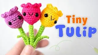 Thumbnail: Crochet a Tiny Tulip 🌷 Easy Mini Amigurumi Flower (Bouquet Idea!)